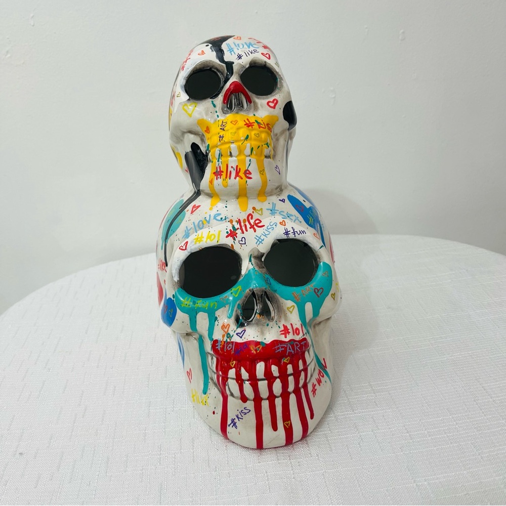 Colorful Skull Art Sculpture Ceramics